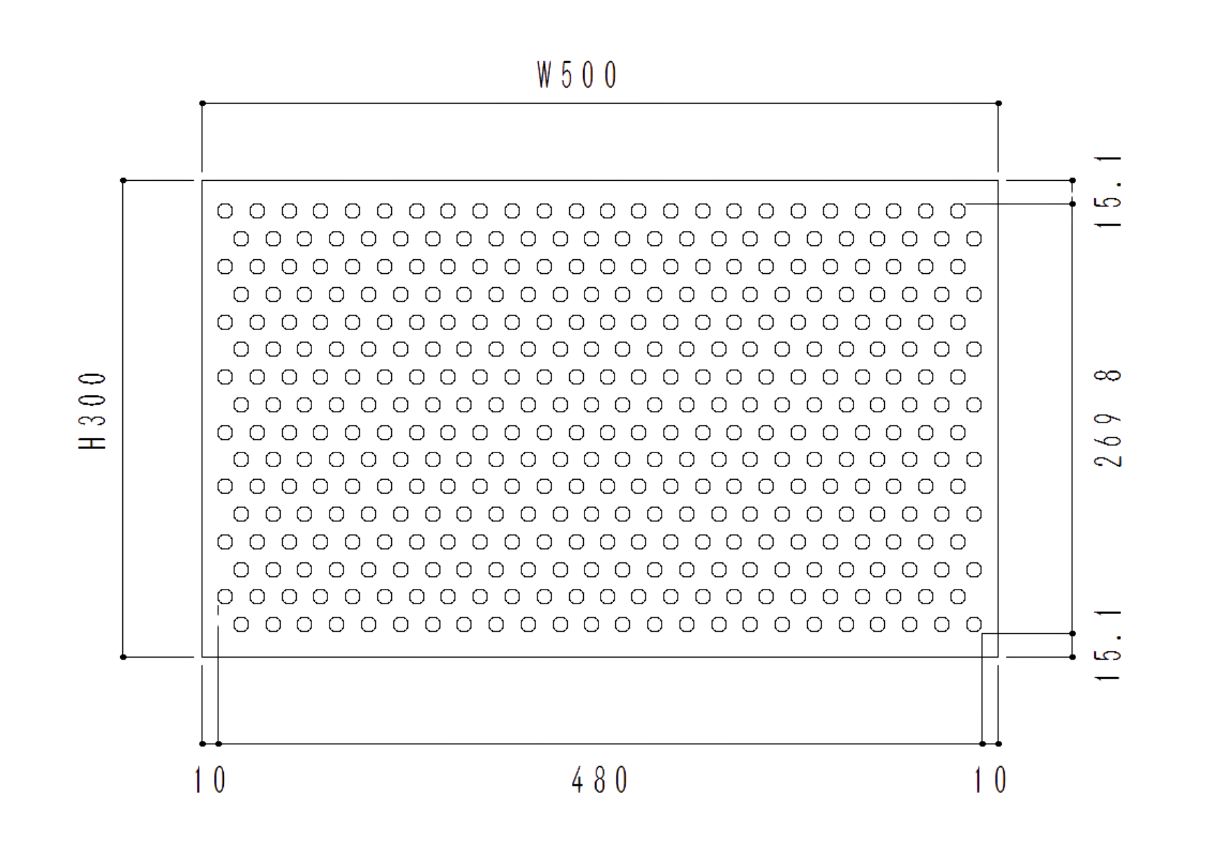 パンチングメタルの孔径とピッチの指定例